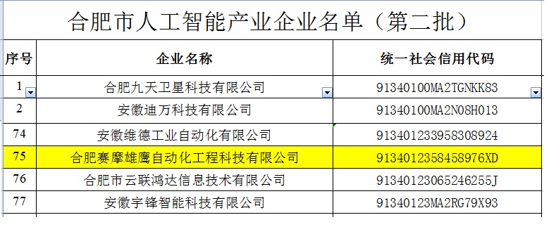 BSport体育官网雄鹰被收入“合肥市人工智能企业”名录